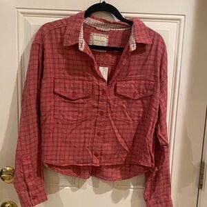 American Eagle Outfitters Pink Plaid Shirt